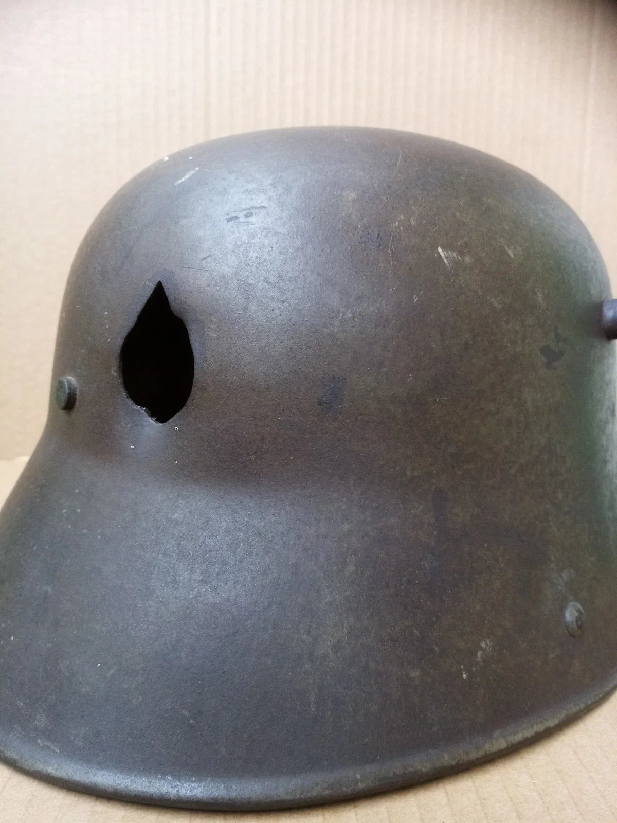 Casque en acier M16, Battlefield Damage, nom de porteur, Qualmann, ET66, original