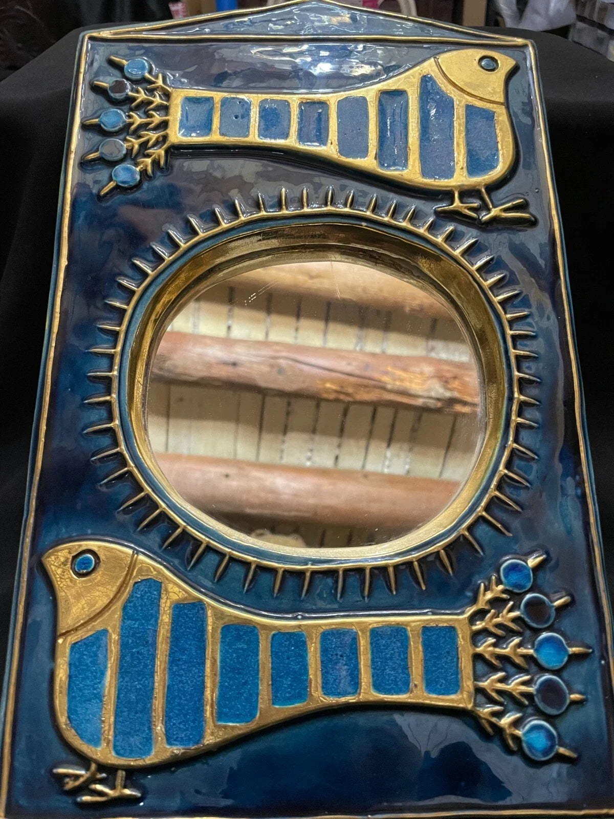 Mithé espelt miroir oiseaux bleu