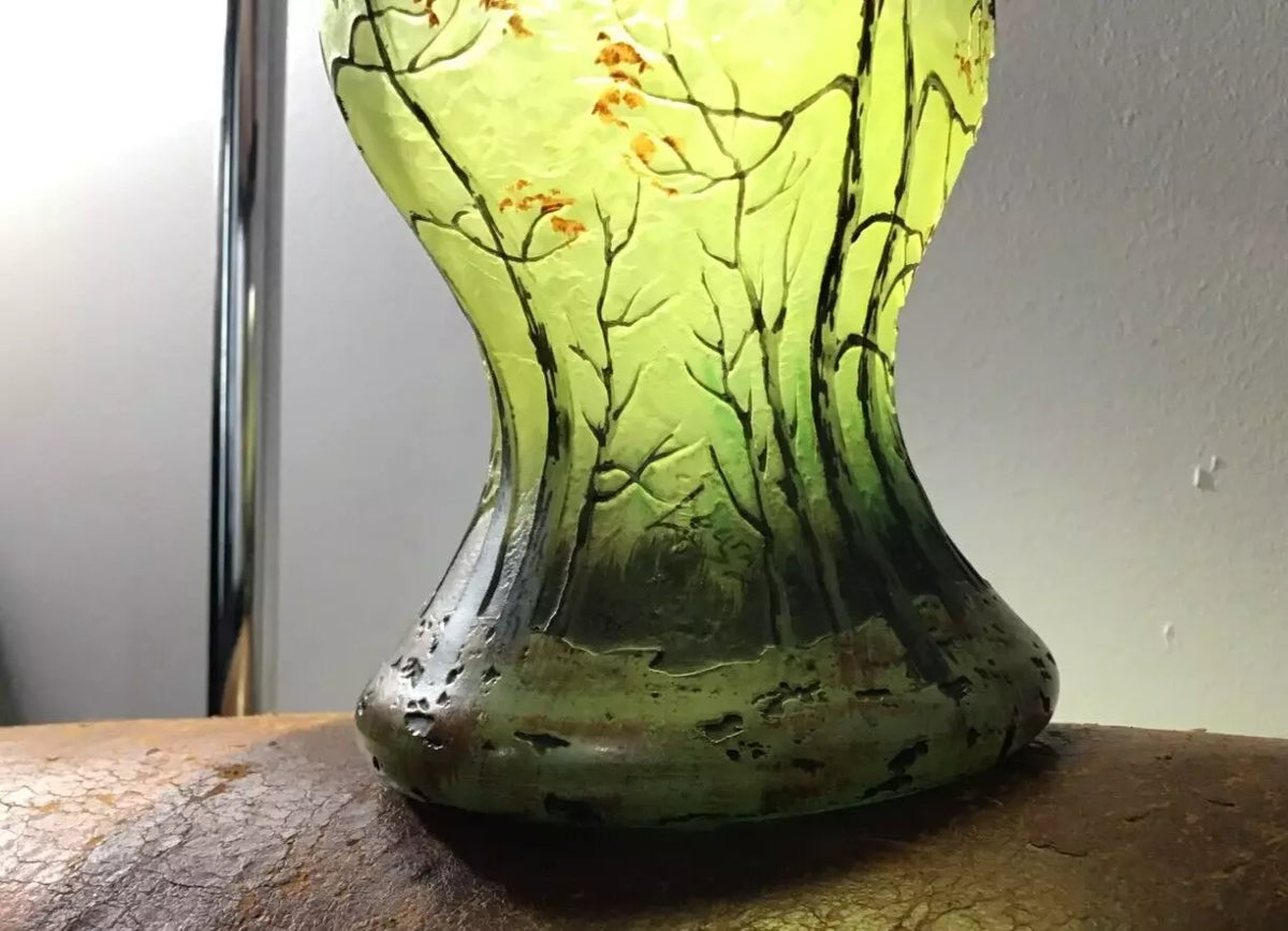 Vase Pâte de Verre signé LEGRAS Décor d'Automne