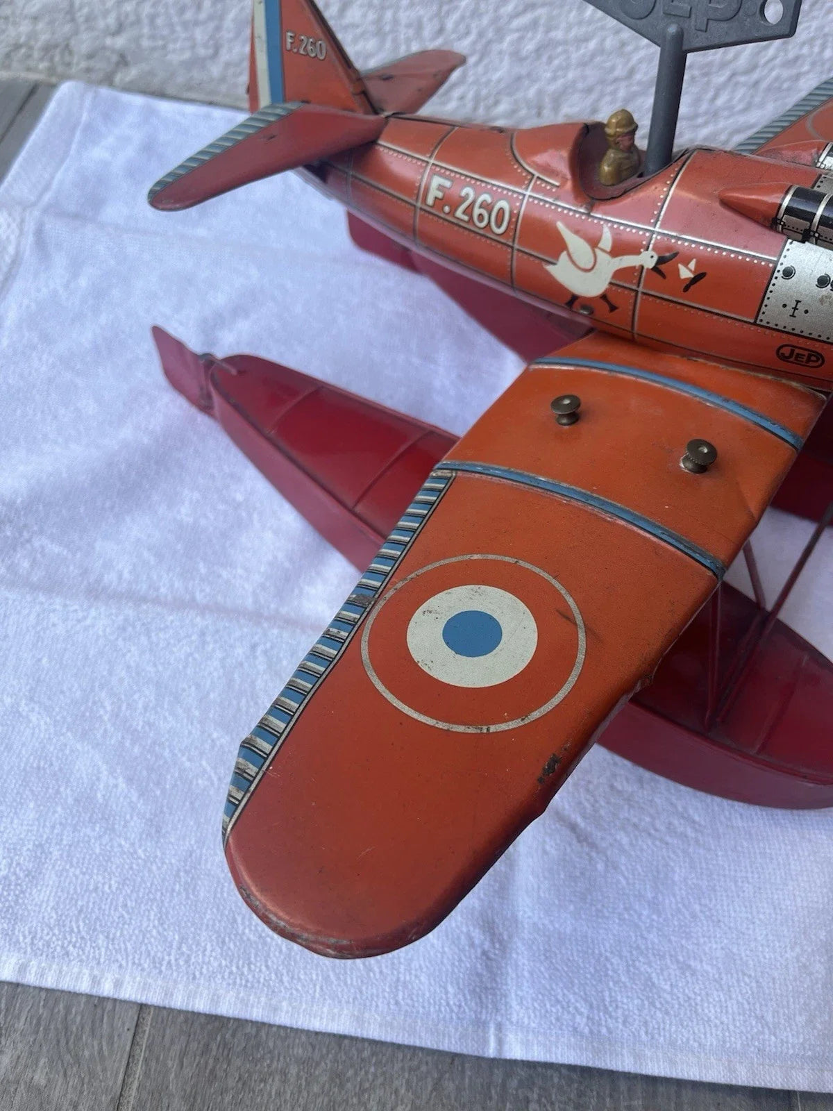 Hydravion jep Rarissime F260 Jouet Ancien En Tôle En Fonction Avec Sa Clé