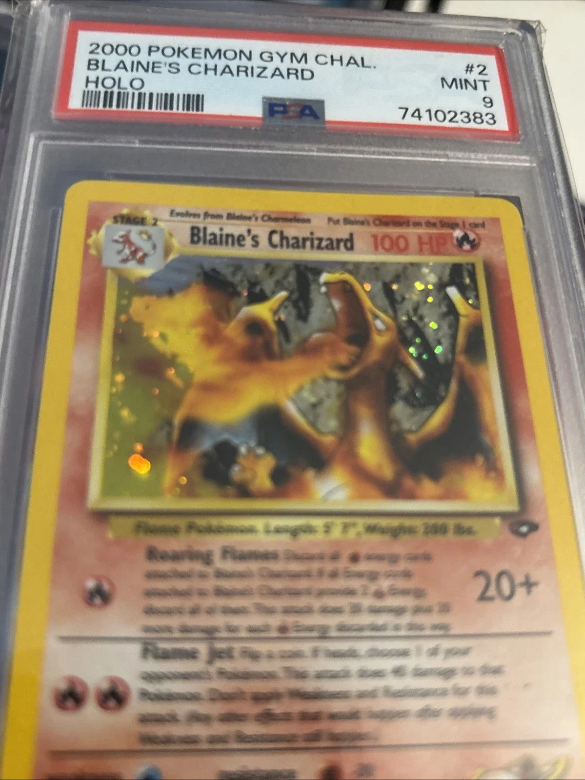 PSA 9 Blaine's Charizard 2/132 Holo Mint - Gym Challenge Dracaufeu