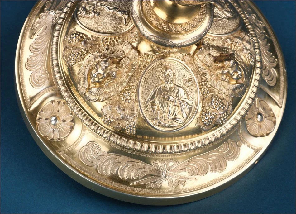 Calice Baroque Ancien Et Patène En Argent Doré 1836