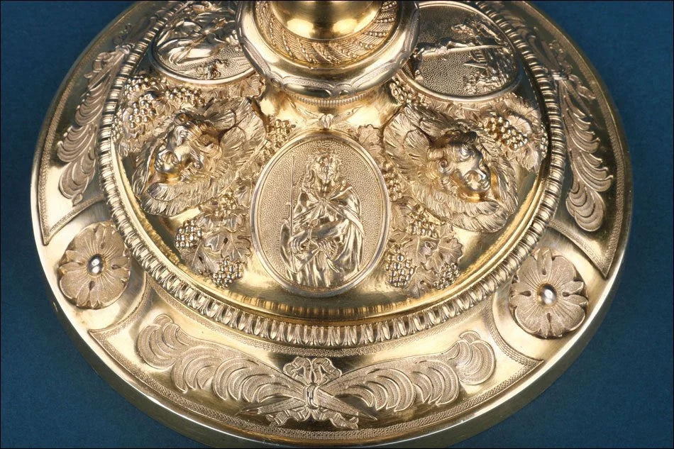 Calice Baroque Ancien Et Patène En Argent Doré 1836