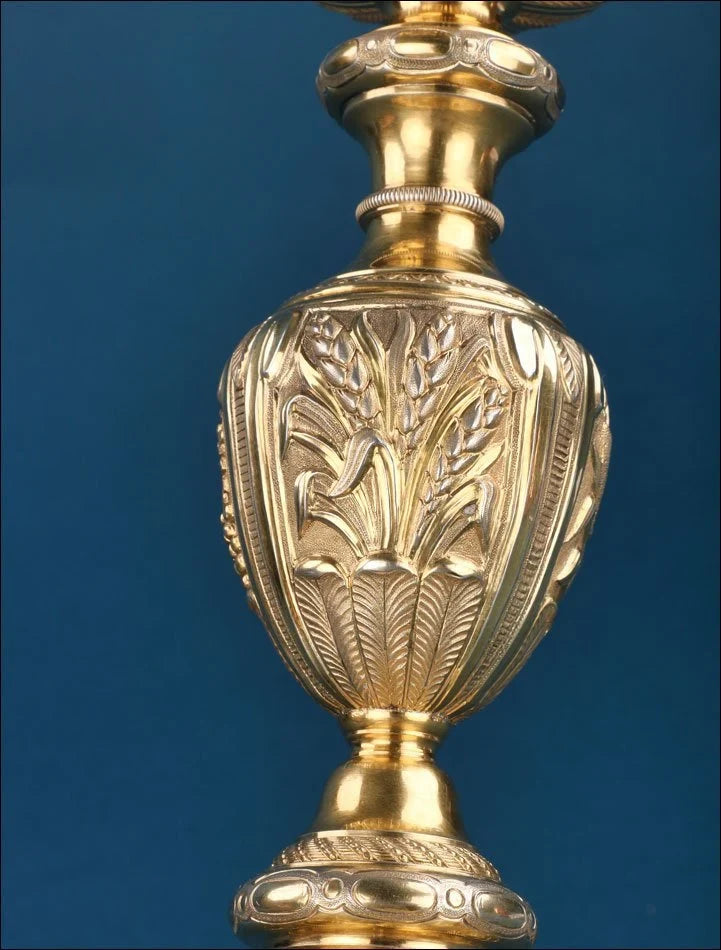 Calice Baroque Ancien Et Patène En Argent Doré 1836