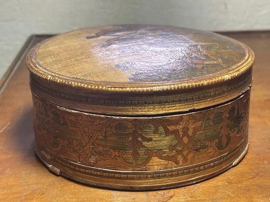Boîte Marqueterie De Paille XVIIIème Danses Païennes À L’antique