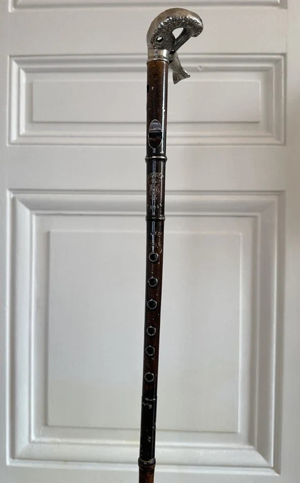Rare Canne Flûte à bec Ch MATHIEU Paris ancienne à système Epoque XIXème siècle