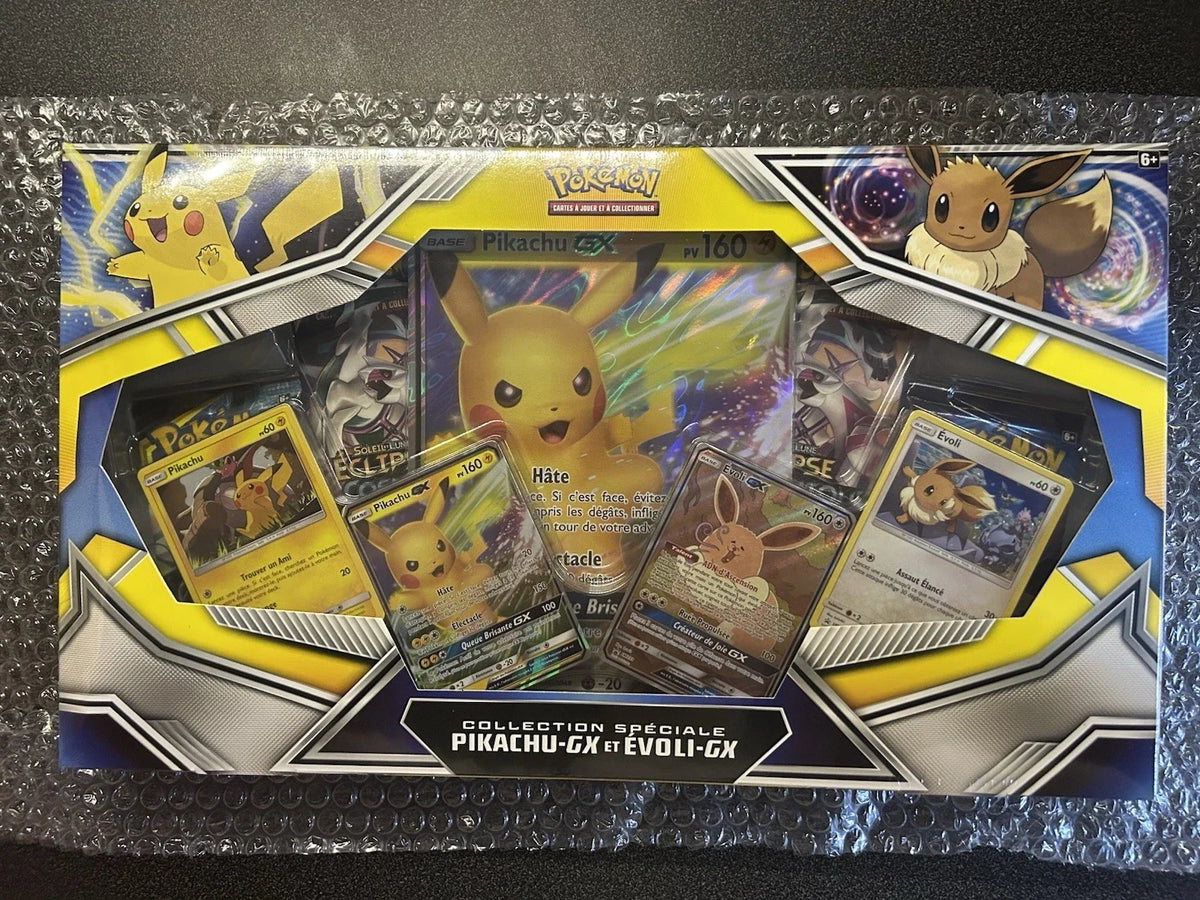 Coffret Pokémon collection spéciale pikachu-GX et evoli-GX scellé FR SL