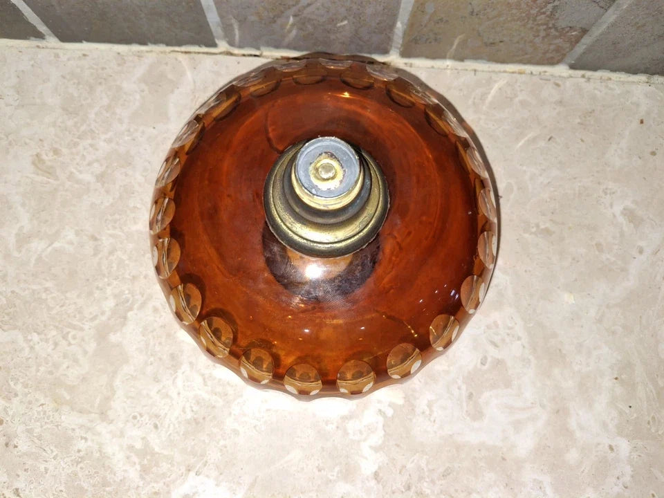 Réservoir lampe à pétrole overlay orange ambré en Cristal Baccarat 16cm