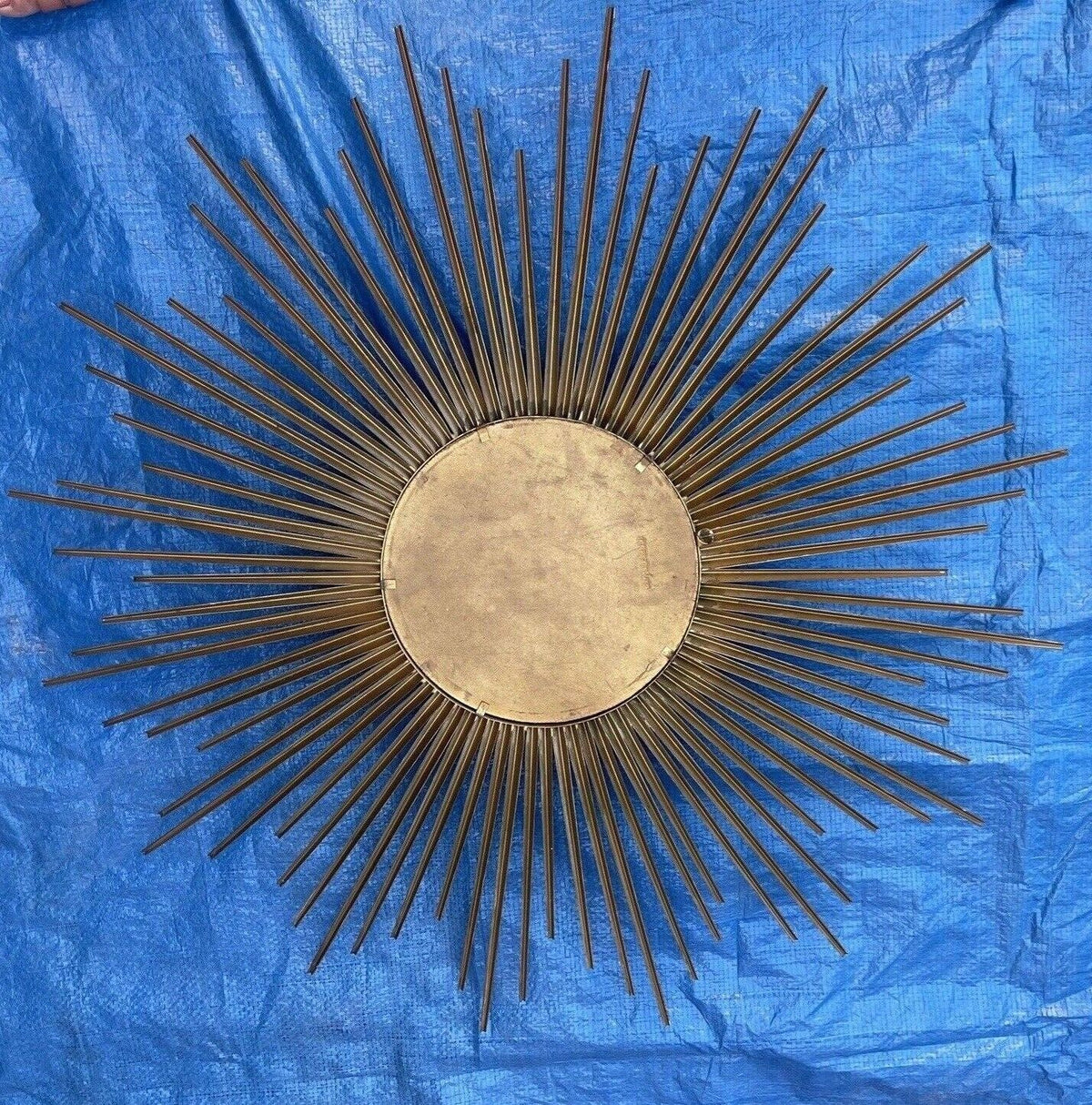 Miroir soleil vintage Chaty Vallauris A.M signé avec oeil de sorcière Diam 83 cm