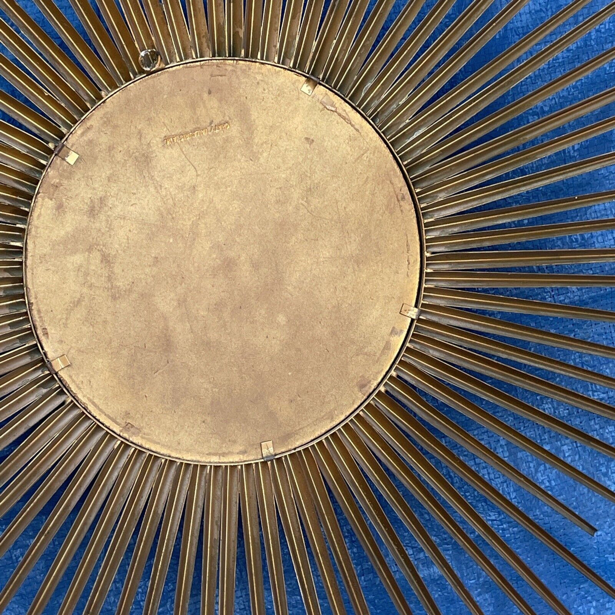 Miroir soleil vintage Chaty Vallauris A.M signé avec oeil de sorcière Diam 83 cm