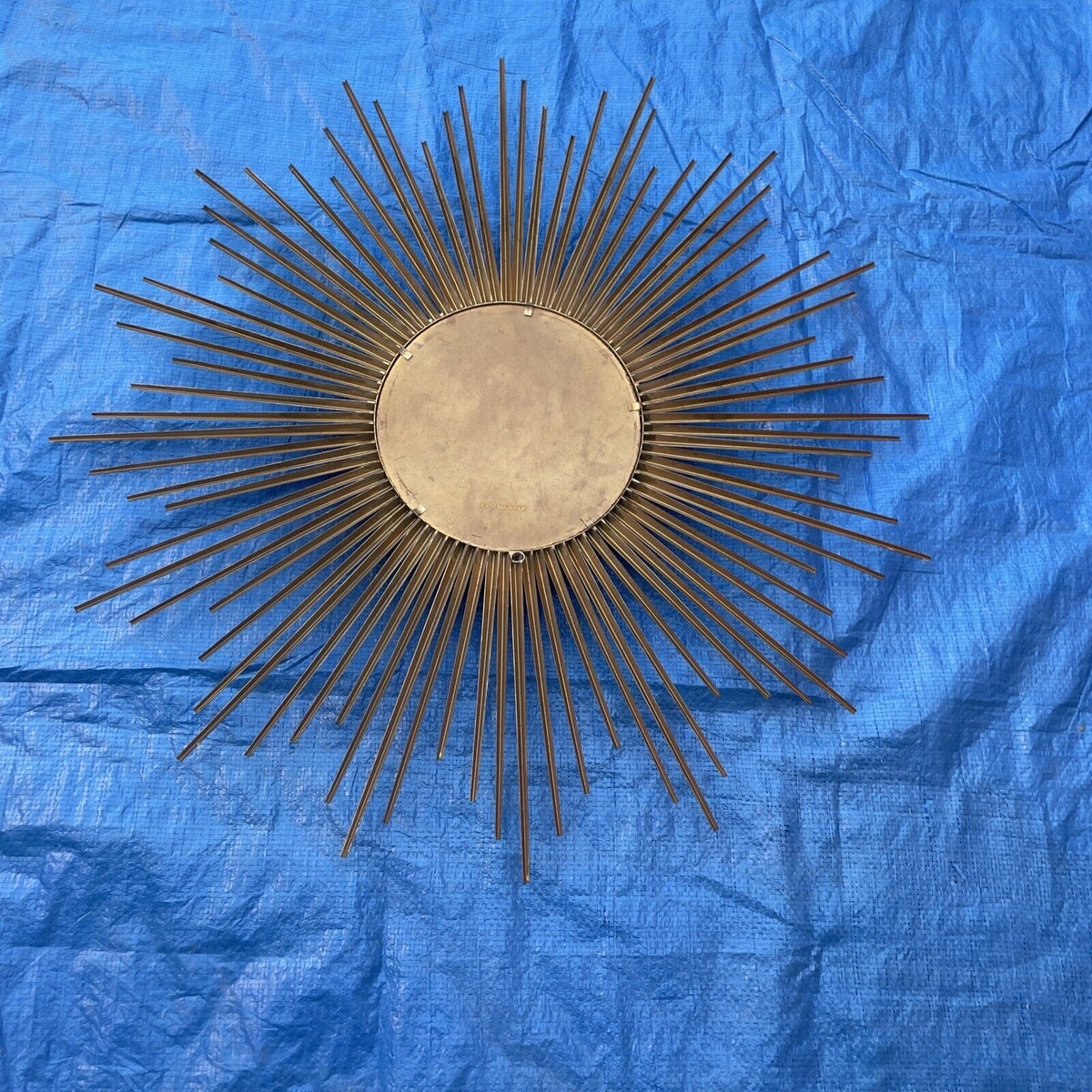 Miroir soleil vintage Chaty Vallauris A.M signé avec oeil de sorcière Diam 83 cm