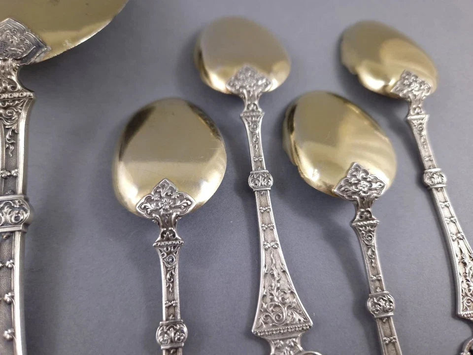 Puiforcat - Service à glace en argent massif et vermeil cuillères