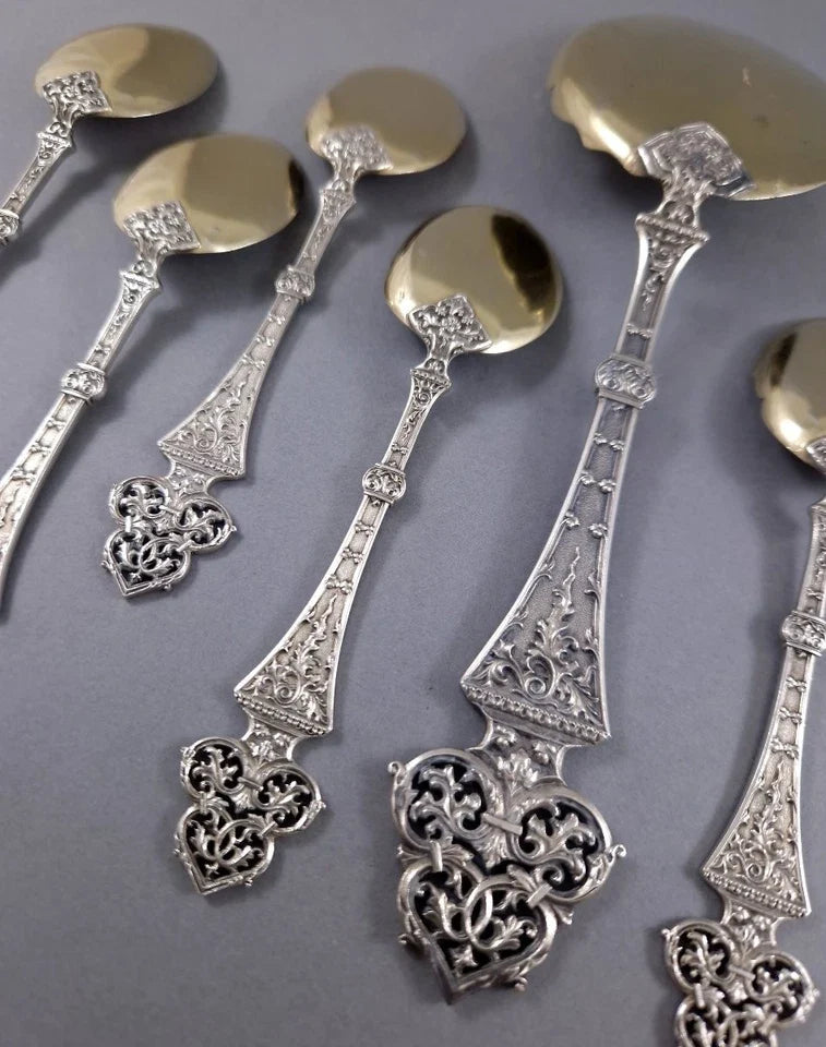 Puiforcat - Service à glace en argent massif et vermeil cuillères