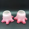 PAIRE DE TULIPES ROSES POUR LAMPE À PÉTROLE Baccarat? St-Louis? Clichy? Globe