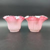 PAIRE DE TULIPES ROSES POUR LAMPE À PÉTROLE Baccarat? St-Louis? Clichy? Globe