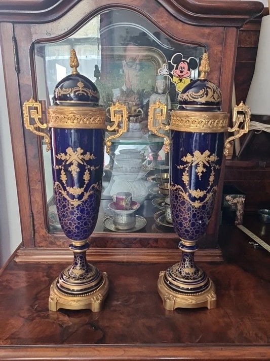 PAIRE DE VASES. PORCELAINE ÉMAILLÉE AVEC RELIEF. SEVRES. XIX ÈME SIÈCLE.
