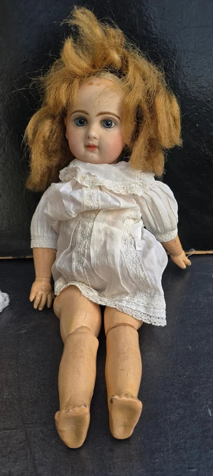 POUPEE JUMEAU PORCELAINE BOUCHE FERMÉE YEUX FIXES RAYONS TAILLE 6 SIZE DOLL