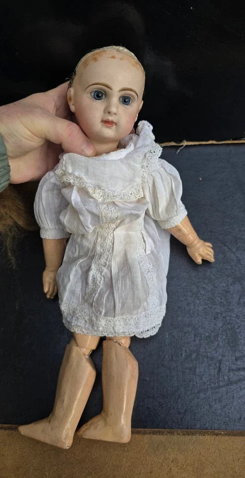POUPEE JUMEAU PORCELAINE BOUCHE FERMÉE YEUX FIXES RAYONS TAILLE 6 SIZE DOLL