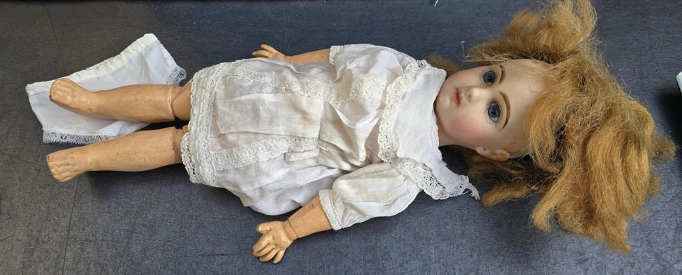 POUPEE JUMEAU PORCELAINE BOUCHE FERMÉE YEUX FIXES RAYONS TAILLE 6 SIZE DOLL