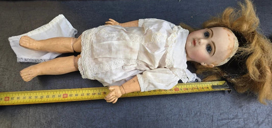 POUPEE JUMEAU PORCELAINE BOUCHE FERMÉE YEUX FIXES RAYONS TAILLE 6 SIZE DOLL