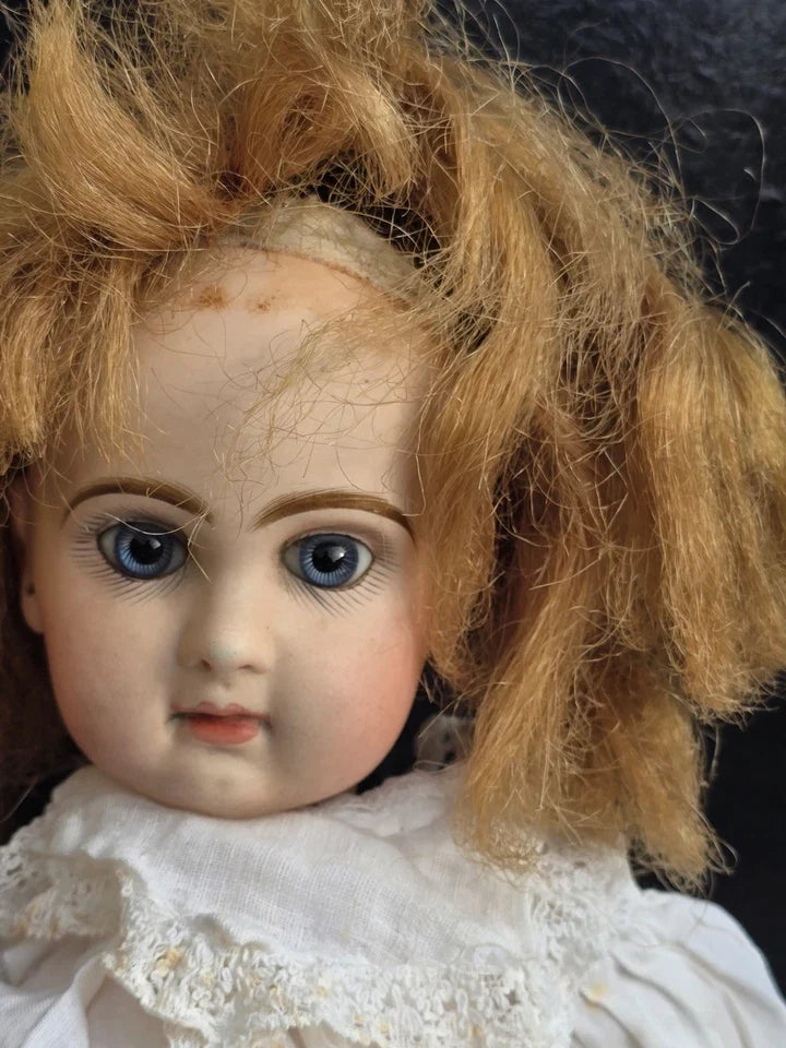 POUPEE JUMEAU PORCELAINE BOUCHE FERMÉE YEUX FIXES RAYONS TAILLE 6 SIZE DOLL