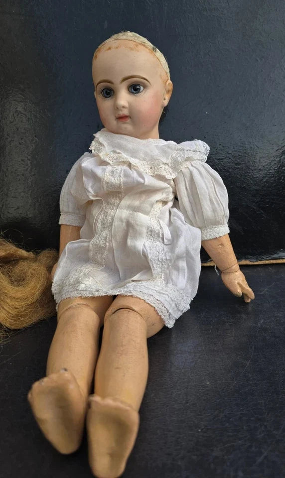 POUPEE JUMEAU PORCELAINE BOUCHE FERMÉE YEUX FIXES RAYONS TAILLE 6 SIZE DOLL