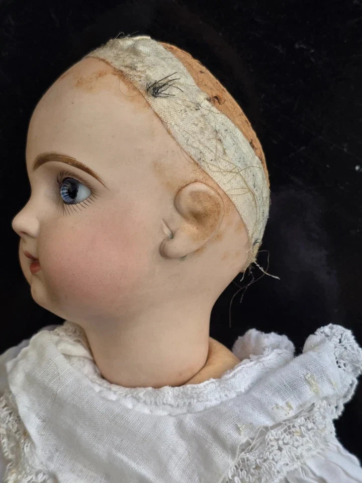POUPEE JUMEAU PORCELAINE BOUCHE FERMÉE YEUX FIXES RAYONS TAILLE 6 SIZE DOLL