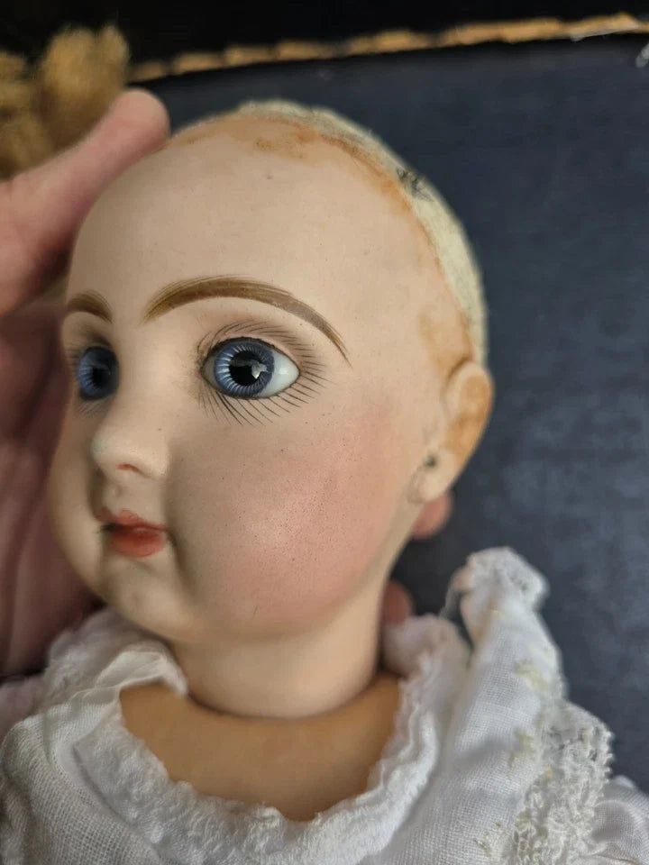 POUPEE JUMEAU PORCELAINE BOUCHE FERMÉE YEUX FIXES RAYONS TAILLE 6 SIZE DOLL