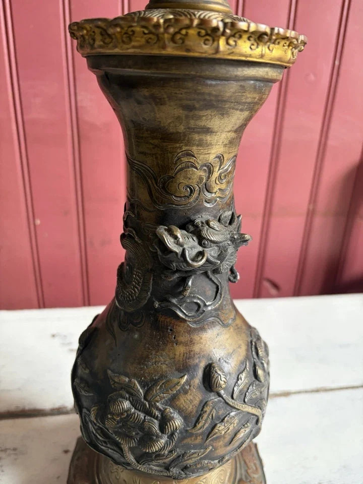 Rare Lampe À Pétrole L’escalier De Cristal Globe baccarat ? Et Bronze