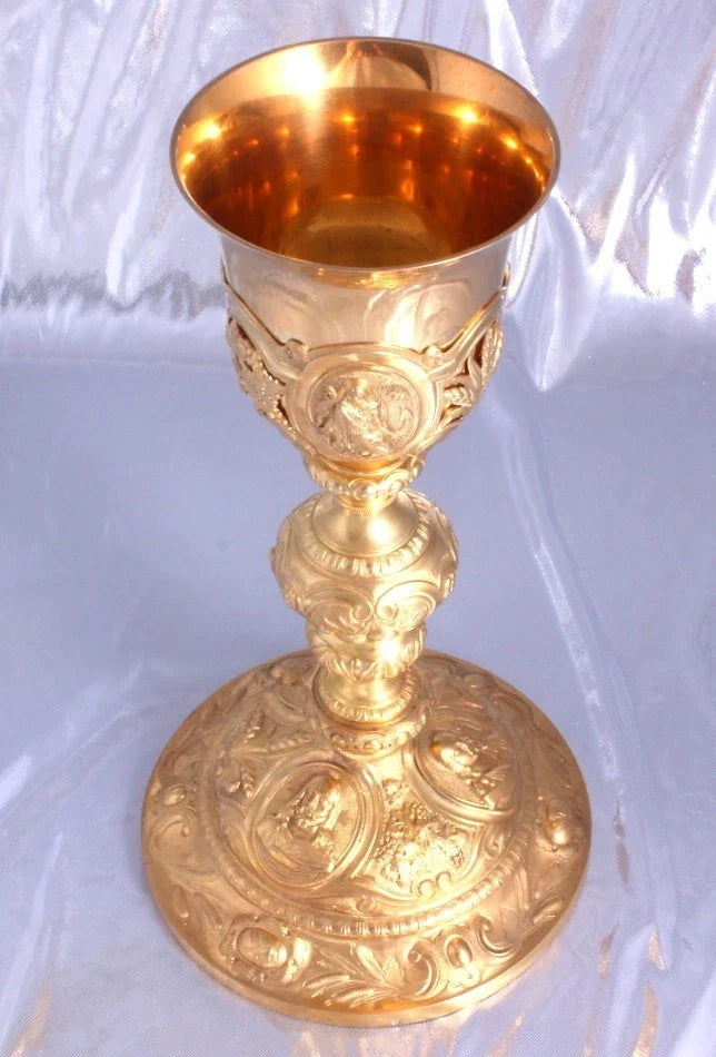 MONTAGNY - GRAND EXCEPTIONNEL CALICE BAROQUE - ARGENT MASSIF MINERVE VERMEIL XIX