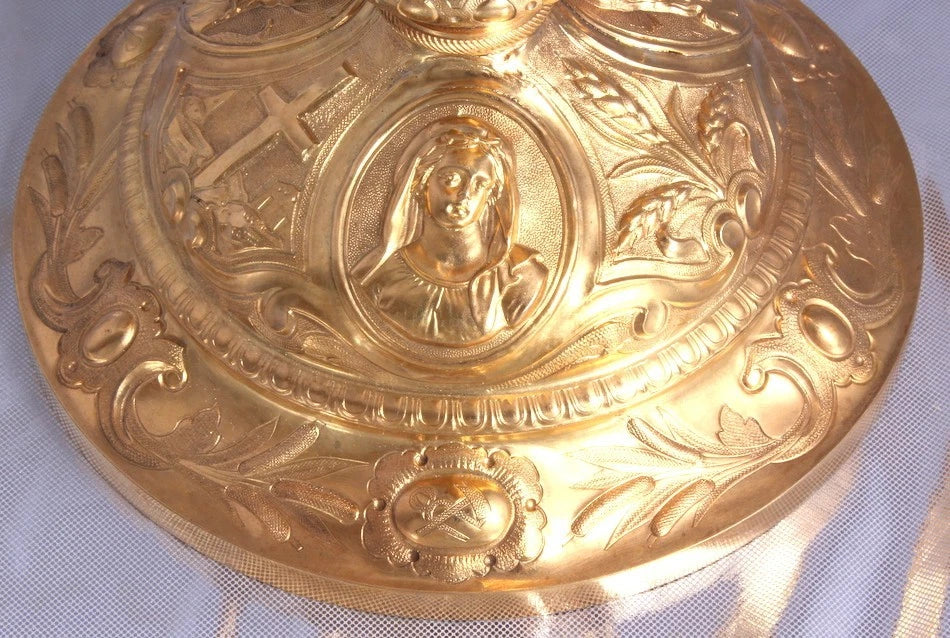 MONTAGNY - GRAND EXCEPTIONNEL CALICE BAROQUE - ARGENT MASSIF MINERVE VERMEIL XIX