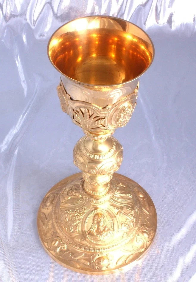 MONTAGNY - GRAND EXCEPTIONNEL CALICE BAROQUE - ARGENT MASSIF MINERVE VERMEIL XIX