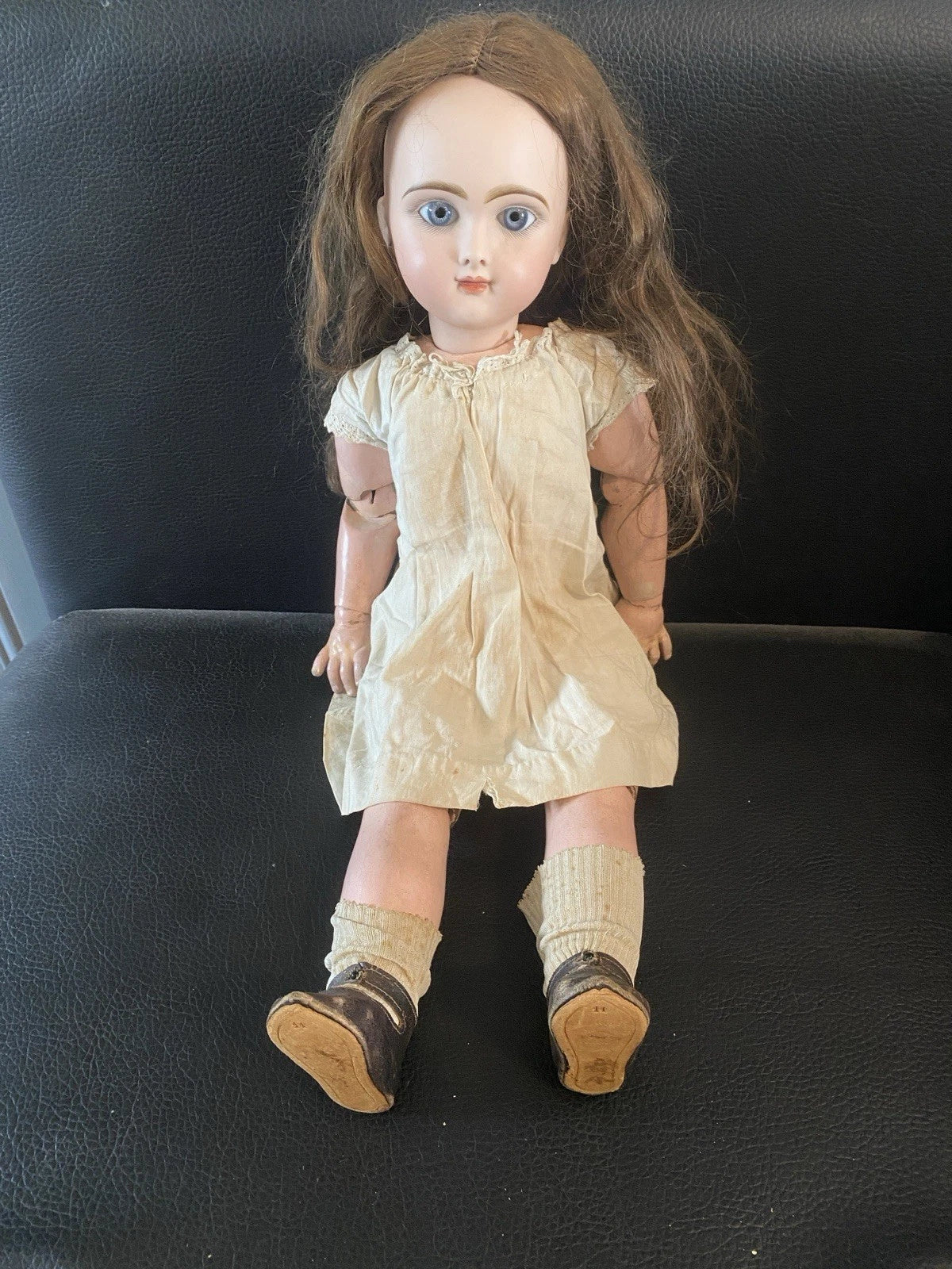ANCIENNE POUPEE JUMEAU TÊTE PORCELAINE BOUCHE FERMÉE TAILLE 11 DOLL BISQUE