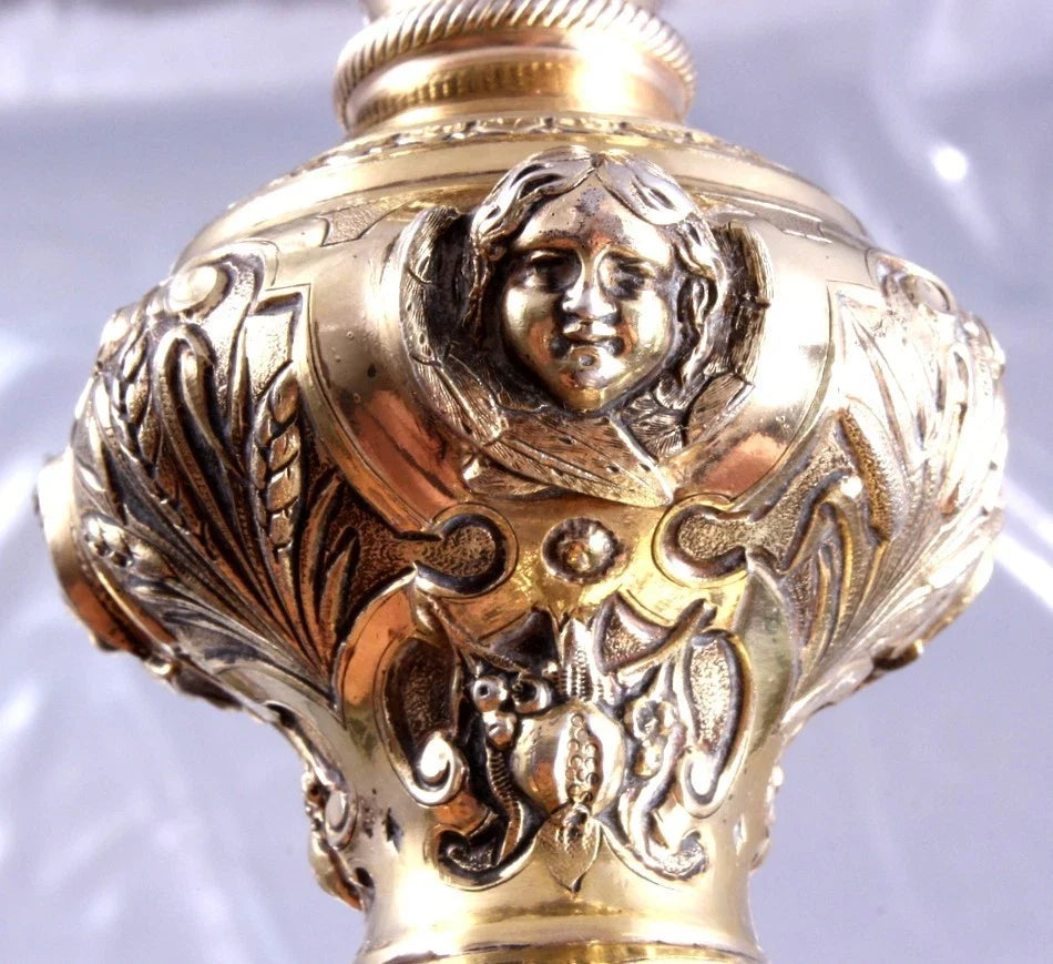 FAVIER -SPLENDIDE EXCEPTIONNEL CALICE BAROQUE -ARGENT MASSIF MINERVE VERMEIL XIX