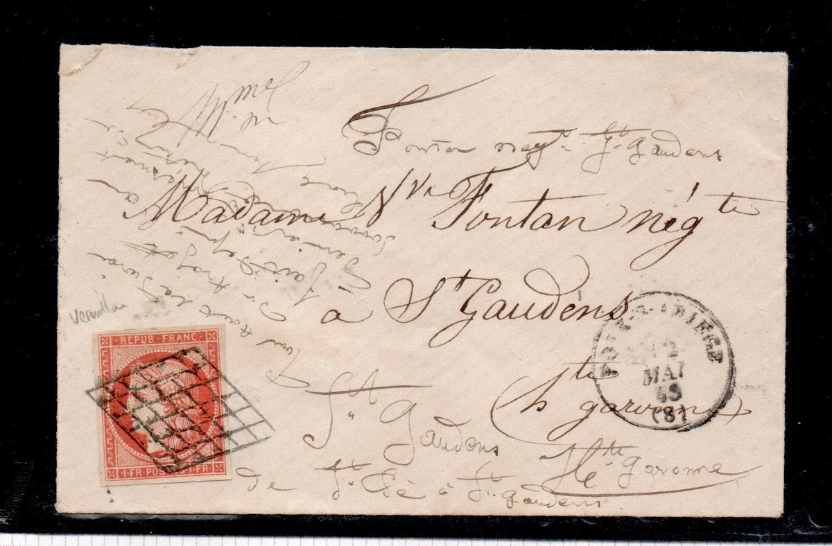 TIMBRE 1F VERMILLON VIF sur LETTRE / autenthique de SPERATI / RARISSIME