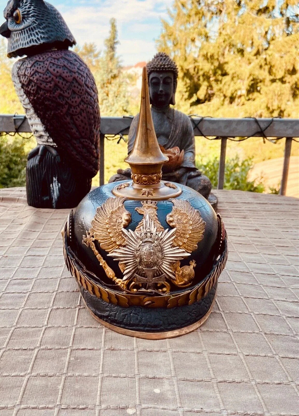 Rare casque à pointe de la Principauté de REUSS, pickelhaube, helm