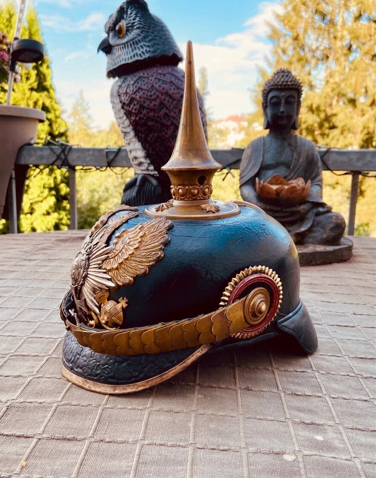 Rare casque à pointe de la Principauté de REUSS, pickelhaube, helm