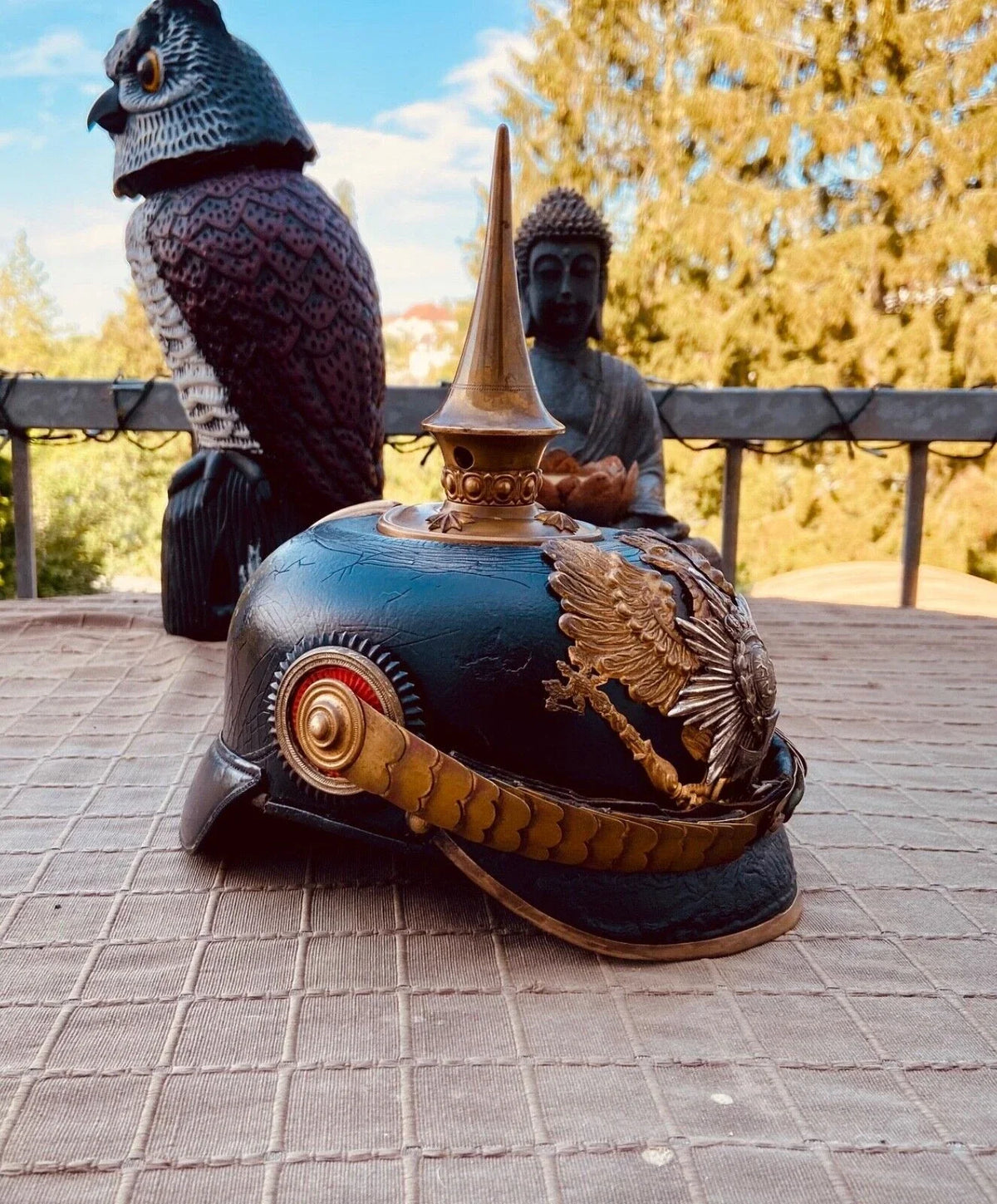 Rare casque à pointe de la Principauté de REUSS, pickelhaube, helm