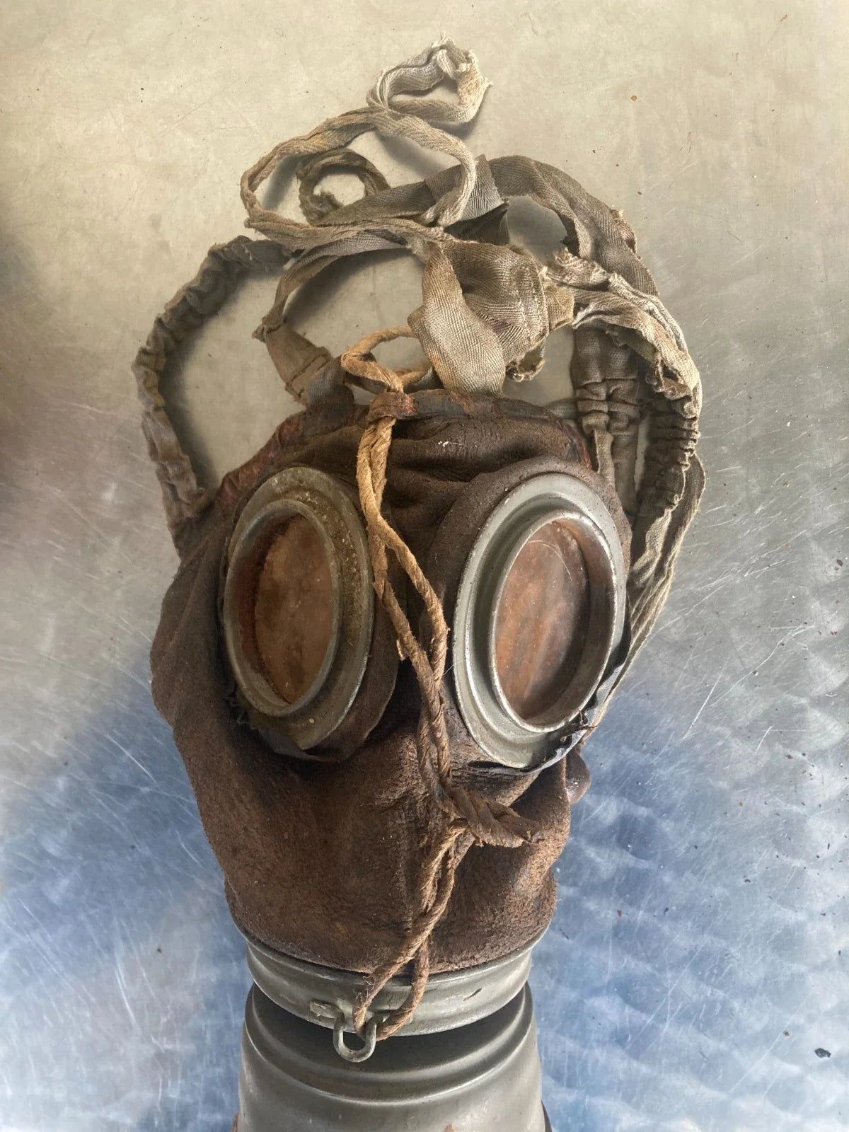 ANCIEN MASQUE A GAZ ALLEMAND GUMMIMASKE WW1 COMPLET GUERRE TRANCHEE