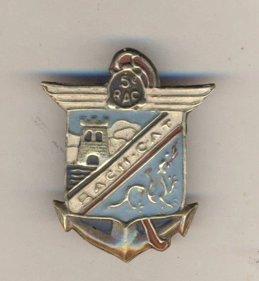 Très rare insigne du 5ème Regiment Artillerie Coloniale R.A.C.M. C.A.T