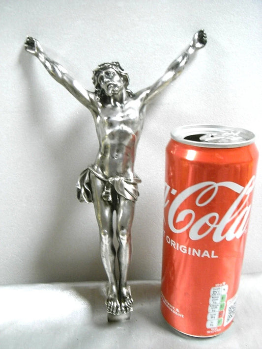 ANCIEN RARE CRUCIFIX CHRIST ARGENT MASSIF STATUE RELIGIEUSE JESUS 251 grs