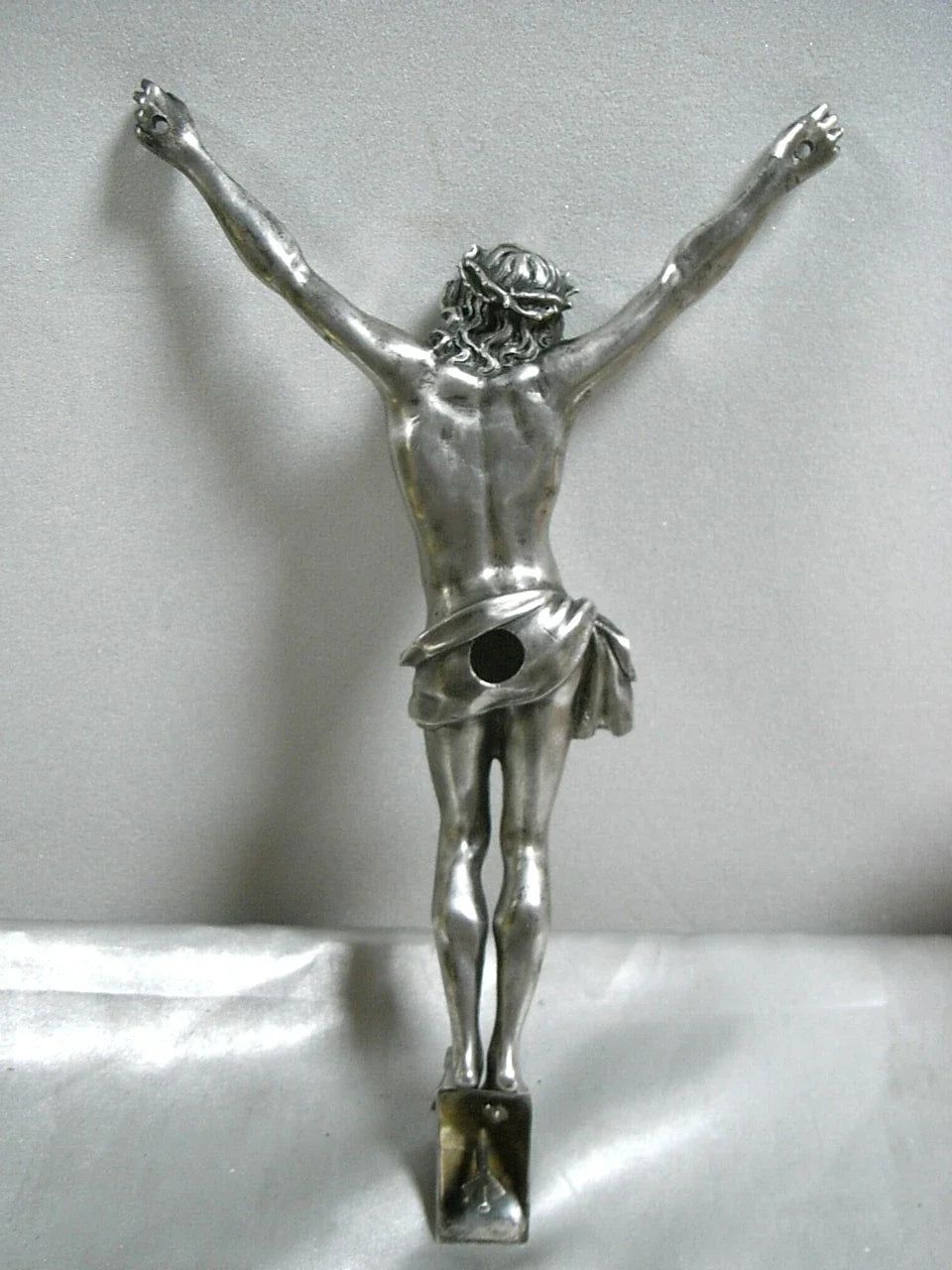 ANCIEN RARE CRUCIFIX CHRIST ARGENT MASSIF STATUE RELIGIEUSE JESUS 251 grs