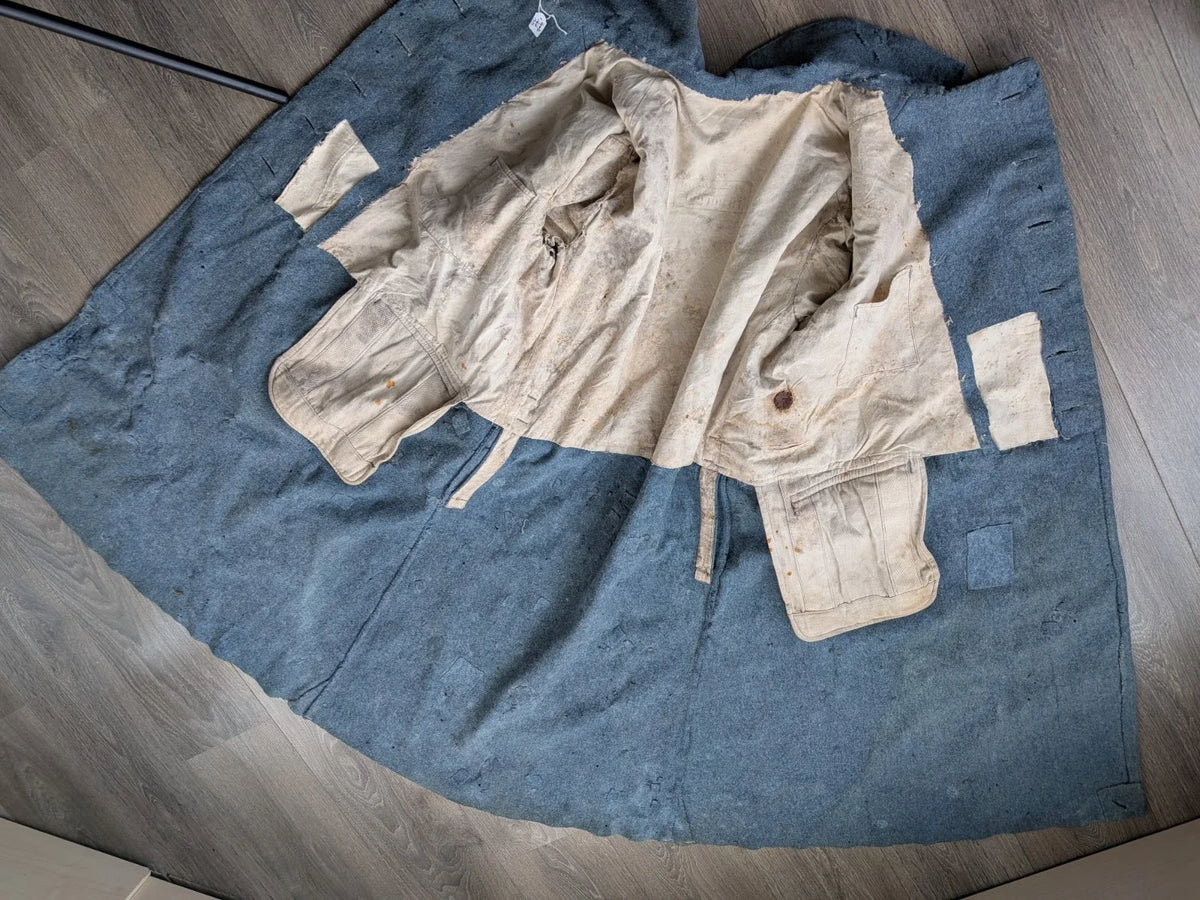 Lot Poilu 14/18 Capote Bleu Horizon Casque Adrian Modèle 1915 Cartouchière