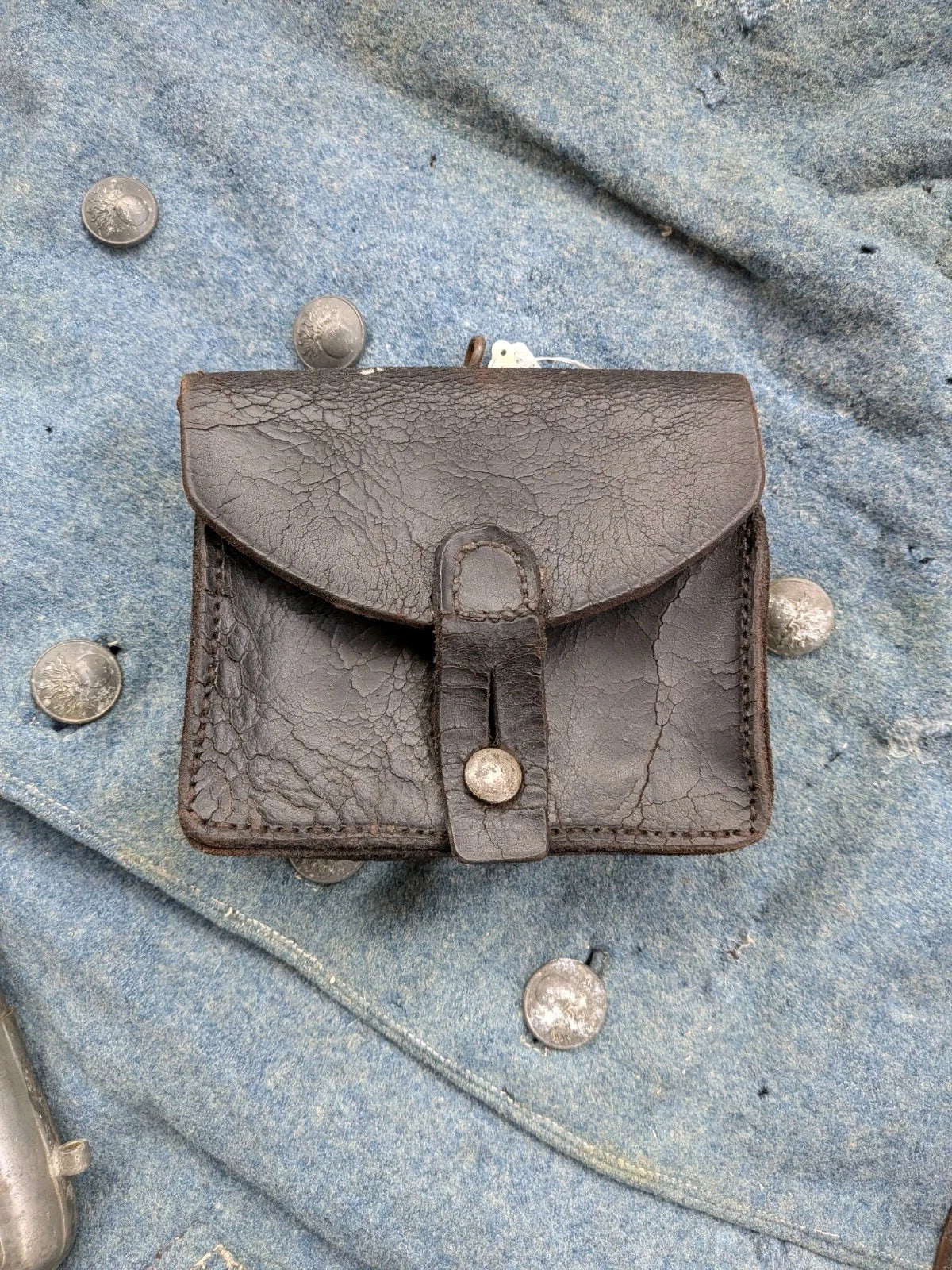Lot Poilu 14/18 Capote Bleu Horizon Casque Adrian Modèle 1915 Cartouchière