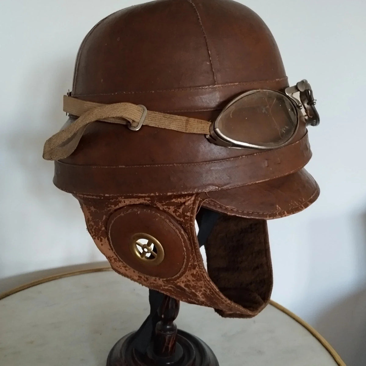 Rare casque de vol de pilote d'Aéronef ROOLD