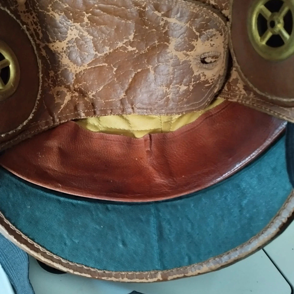 Rare casque de vol de pilote d'Aéronef ROOLD