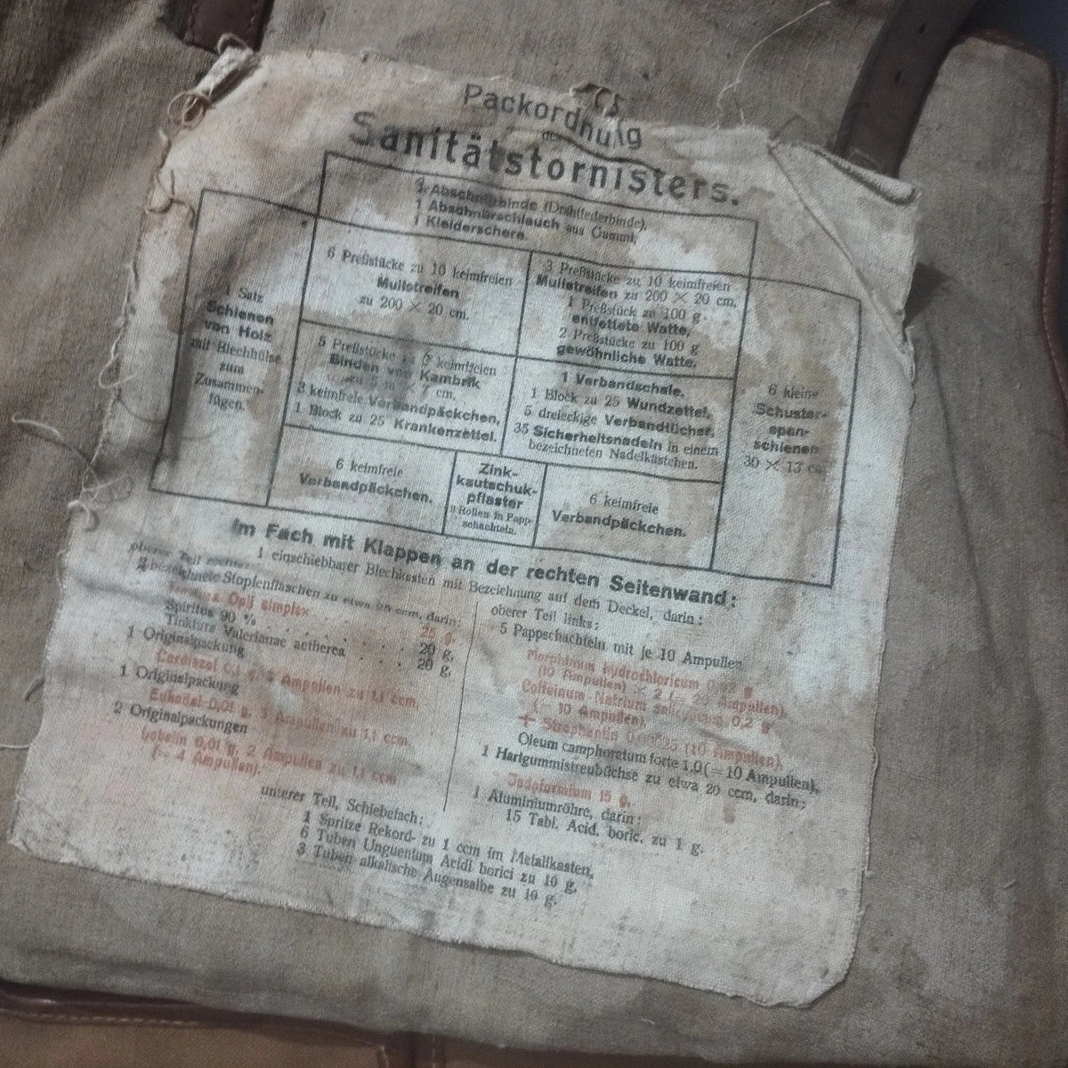 WW1/ Exceptionnel tornister médical infirmier complet en TBE landser WK1