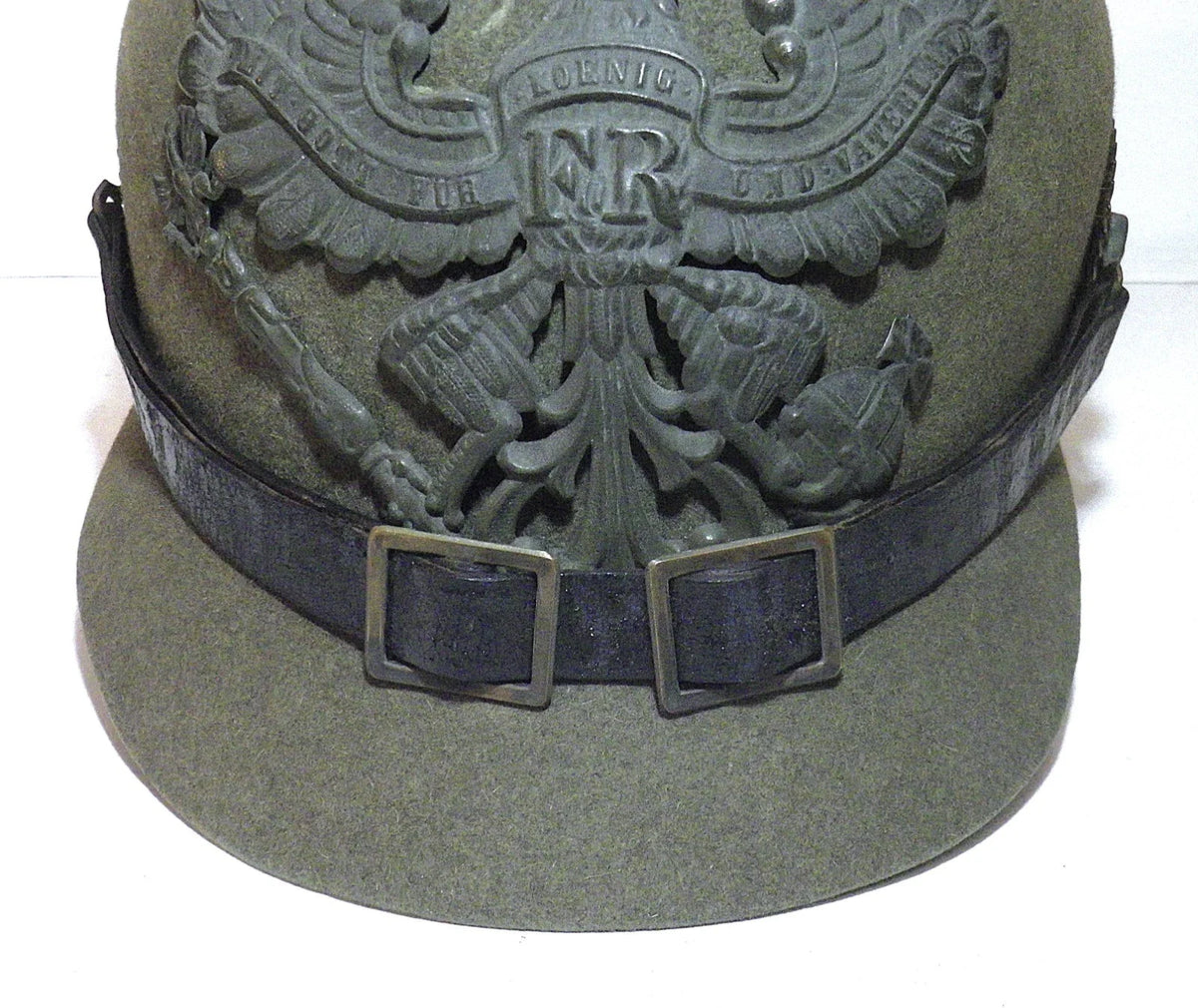 Casque à pointe feutre Prussien ersatz 1915 feldgrau IR 13 Empire Verdun 14-18