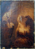 Tableau Ancien Huile Portrait Ermite Caverne Vanité Crâne Mention Rembrandt 1635