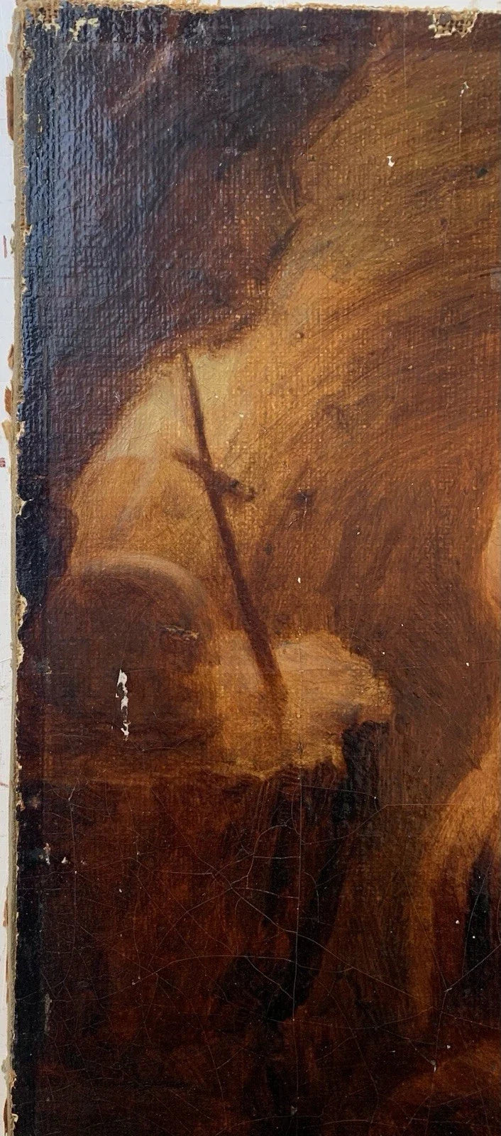 Tableau Ancien Huile Portrait Ermite Caverne Vanité Crâne Mention Rembrandt 1635
